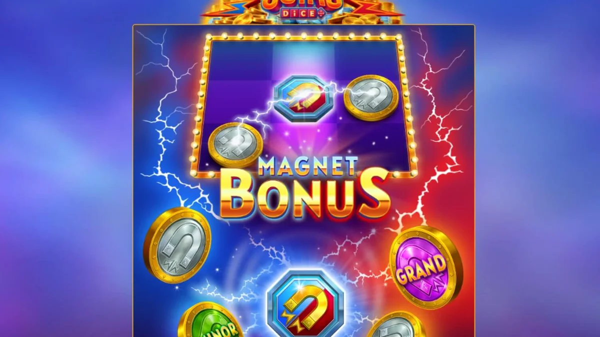Interface do jogo Magnetic Coins Dice em um dispositivo móvel